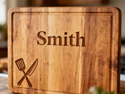 Personalized laser-engraved wooden cutting board